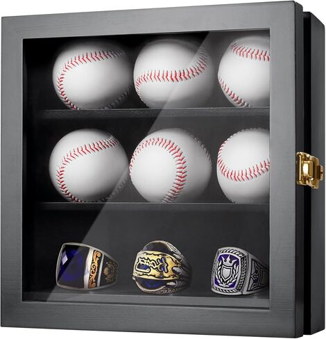 حقيبة عرض البيسبول، حقيبة عرض حلقة البطولة، خزانة حائط خشبية مع قفل للمجموعة، حلقة بطولة البيسبول الموقعة، للأطفال in Kuwait