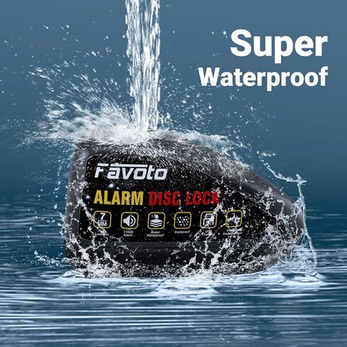 قفل فرامل قرص الدراجة النارية من Favoto قابل لإعادة الشحن عبر USB، تصميم شحن سريع 1.5 ساعة، وضع الاستعداد لمدة شهرين، إنذار ضد السرقة مقاوم للماء 110 ديسيبل، دبوس قفل 7 مم عالمي للدراجات النارية والدراجات الإلكترونية والدراجات البخارية in Kuwait