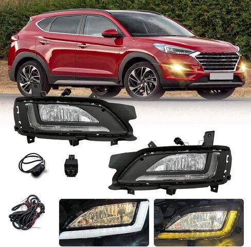 مصابيح الضباب متوافقة مع 2019 2020 2021 Hyundai Tucson LED أضواء النهار الجري مع مصابيح الهالوجين H8 استبدال مصابيح الضباب الأمامية للقيادة in Kuwait
