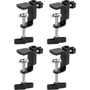QWORK Universal Desk C-Clamp with 1/2" Thread Hole, 4 Pack Adjustable Metal Mounting Table Clamp, Desk Light Clamp Mount Holder for Swing Arm Magnifying Desk Lamp Microphone Camera