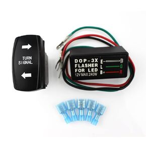 Turn Signal Rocker Switch and Flasher Relay Combo Kit for ATV UTV RV Boat Off-Road Truck Tractor Motorcycle 4Pin IP67 ON/Off/ON Universal Motor Internal Switch