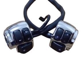 Chrome 1" 25mm Motorcycle Handlebar Control Switches W/Wiring Harness for Harley Cruiser Chopper XL