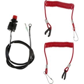 Universal Boat Outboard Engine Motor Kill Switch, Lanyard Kill Urgent Stop Switch ＆ Safety Lanyard Tether Cord Compatible with Yamaha, Honda, TOHATSU Quad, Pit, Dirt ATV Bike, Boat