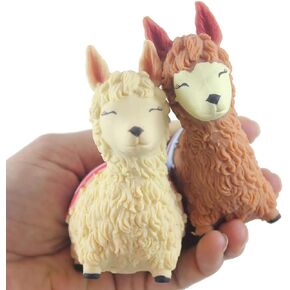 Set of 2 Sand Alpaca Llama - Sand Filled Squishy - Rubber Chicken Moldable Sensory, Stress, Squeeze Fidget Toy ADHD Special Needs Soothing (Random Colors)