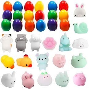 Mochi Squishys Toys, 18PCS Cute Kawaii Squishies Animals Stress Relief Toys for Kids Soft Squeeze Reliever Anxiety Toys Classroom Prizes Easter Gifts Easter Basket Stuffers