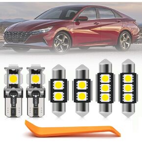 9pcs LED Interior Lights Bulb Kit for Hyundai Elantra 2017 2018 2019 2020 2021 2022 Map Dome Trunk License Plate Lights Super Bright 6000K White LED Interior Light Bulbs + Install Tool