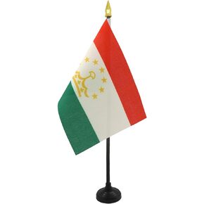 AZ FLAG Tajikistan Table Flag 4'' x 6'' - Tajik Desk Flag 15 x 10 cm - Golden Spear top