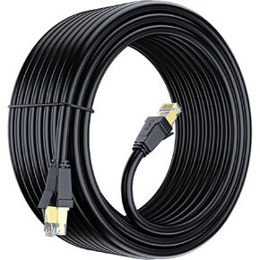 كابل إيثرنت Cat 8 بطول 100 قدم، كابل إيثرنت مع موصل RJ45 مطلي بالذهب، كابل شبكة Cat 8، كابل إنترنت LAN لأجهزة المودم وأجهزة التوجيه ومحول الشبكة وكابل إيثرنت عالي السرعة (أسود) in Kuwait