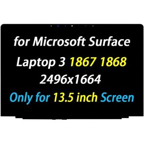 Screen Replacement 13.5" for Microsoft Surface Laptop 3 1867 1868 (2019) 2256x1504 LCD Display Touch Screen Digitizer Assembly (Only for 13.5 inch Screen)