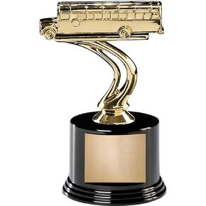 Crown Awards 5.75" School Bus Award On Round Trophy Base