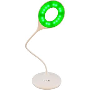 Aloe Green Light Therapy Lamp - Dual White & 520 nm Green Light, Touch Brightness Control, Flicker-Free LED for Migraine, Anxiety, Insomnia Relief, USB Rechargeable for Headache & Sleep Improvement