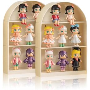 Blind Box Shelf, Wall Mounted Wooden Figures Showcase Dust Proof Action Figures Display Case for Dolls