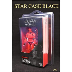 Protech SSSTAR-Black Star Case Storage / Display for Star Wars Black Series 6" Standard Size Figures in Red Highlighted Packaging or Black Series Archives Figures, 6.375" W x 9.75" H x 2" D, 5-Pack
