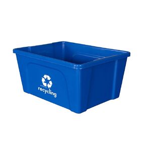 Small Blue Low-Profile 3 Gallon Deskside Recycling Bin Container, Perfect for Office and Home Recycling, Eco-Friendly Made from Recycled Plastic