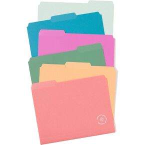 U Brands U-Eco Poly File Folders, Set of 24, Assorted Brights, 1/3-Cut Tabs, 100% Recycled Paper Labels (6597U01-12)