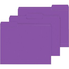 File Folder, PANDRI 120 Pack File Folder, 1/3 Cut Tab, Letter Size, Filing Folder for Office School Business,Purple