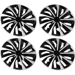 Wheel Covers Hubcap, Hubcap Universal 14 Inch Hubcap Wheel Covers Set of 4 Fits for Most Cars Black and Silver