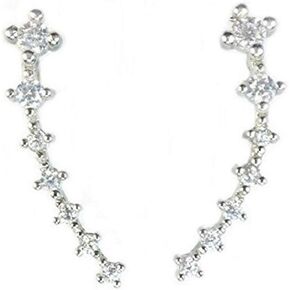 Yuren 7 Crystals Ear Cuffs Vines Climbers Wrap Pierced Pins Hook Earrings CZ Crystal