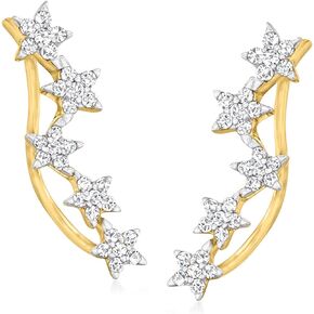 RS Pure by Ross-Simons 0.25 ct. t.w. Diamond Star Ear Climbers in 14kt Yellow Gold