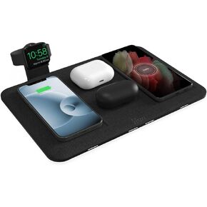 HALO Universal Wireless 4-in-1 Charging Mat with Apple Watch Holder, Intuitive Design Allows for Charging up to Five Devices at Once While Eliminating Cable Clutter, Black