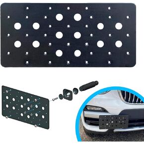 Front Bumper Tow Hook License Plate Mount Bracket for BMW X3 2017-2024, Plate Holder Set w Unique Screw Bolts & Black Screw Caps, License Tag Mounting Kit, Premium Car Accessories