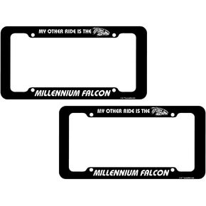CHROMA Black Star Wars Millennium Falcon License Plate Frame Assembly - One Pair
