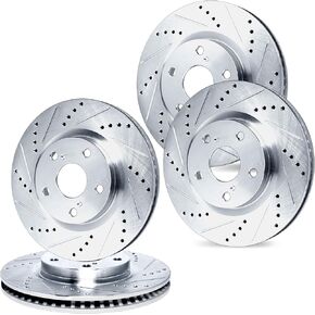 R1 Concepts Front Rear Brake Rotor Kit |Brake Rotors| Brake Disc |Drilled and Slotted|fits 1989-1990 Nissan 300ZX