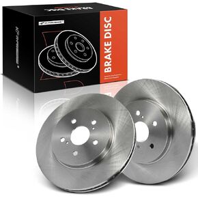 A-Premium 12.56 inch (318.9mm) Front Drilled and Slotted Disc Brake Rotors Compatible with Select Toyota and Lexus Models - Highlander 2006-2007, RX330 2004-2006, RX350 2007-2009, RX400h 2006-2008