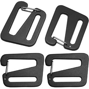 4PCS Open Hooks Quick Release Adjustable Buckle with 25mm Inner Diameter Aluminum G-shaped Hook and Plastic Three Sliding Buttons Loose Bulk Packaging Applied to Belts Backpack Clips Black
