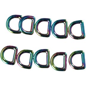10Pcs D-ring Buckle,Metal Rainbow Color D-Shape Buckle Clips D Rings Swivel Snaps Hooks for Webbing