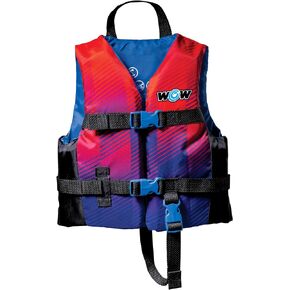 WOW Sports - Child Life Vest (30-50 lbs) - Perfect for Swimming Pools, Fishing, Lakes, & Ocean - Blue Life Jacket Flotation Device (PFD) - VIS-Wave