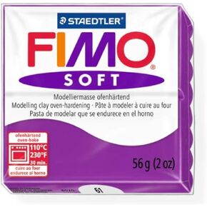 Staedtler Fimo Soft Purple (61) Oven Bake Modelling Clay Moulding Polymer Block Colour 56g (1 Pack)
