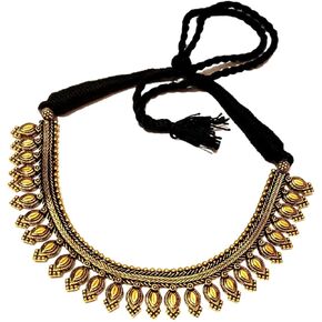 athizay Ethnic Necklaces golden for Women oxidised Beaded Choker Collar Necklace Indian Thread Drawstring Jewelry for Women in Kuwait