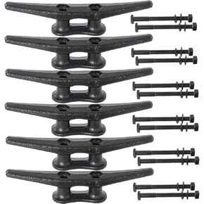 Dock Cleats 6/8/10 inch With Hardware,Electrophoretic Coated Black Boat Cleat Dock Boat Cleats,Rope Cleat Boat Dock Cleats Ideal for Boat Docks, Decks, Piers for Tying up Boats (2,4,6,8,12PACK)