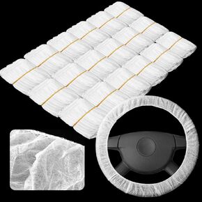 100 Pcs Disposable Steering Wheel Cover Non Woven Waterproof Car Steering Wheel Protectors with Elastic Trims Anti Slip Universal Car Steering Wheel Cover for Automotive Car Trucks Accessories