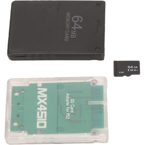 for PS2 Reader Adapter, MX4SIO SIO2SD Memory Adapter, with 64G Memory and FMCB 64MB Game, for PS2 Game Consoles (Fat Consoles)
