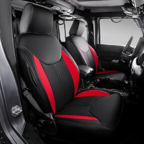 Xipoo Seat Cover Compatible with 2013-2017 Jeep Wrangler JK Seat Covers Front and Back PU Leather Car Seat Covers 4 Door Replacement for 2013-2017 Wrangler JK Accessories (Black, Wrangler JK 4-Door)