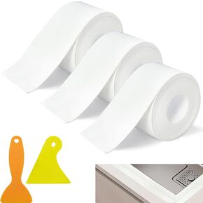 3PCS Waterproof Caulk Tape Sealant Strip, Caulking Sealing Tape Self Adhesive, 1.5''x10.5Ft Toilet Caulk Strip, Bathroom Caulk Tape Fit in Kitchen Bathtub Wall Toilet Sink Edge Protector