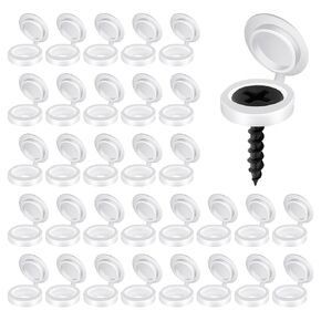 200Pcs Plastic Hinged Screw Cover Caps, Shutter Screw Caps, White Snap Washer Covers Flip Tops for Screw Protection, Covering Screw Heads