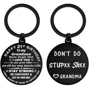21st Birthday Decorations for Him, 21 Year Old Boy Birthday Gift Ideas for Son Grandson Men, Metal Keychain
