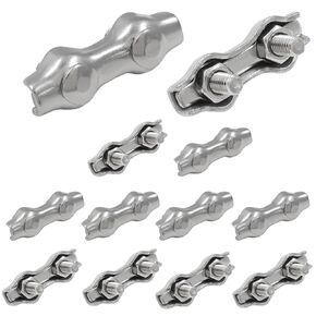 12Pcs M3 304 Stainless Steel Double Wire Rope Clip Cable Clamps for 1/8 Inch Diameter Wire Rope