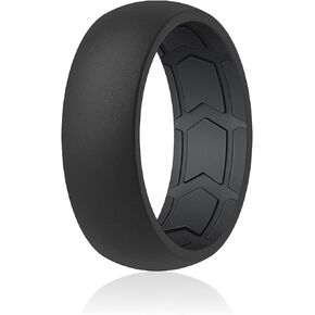 ROQ Silicone Rubber Wedding Ring for Men, Comfort Fit, Men's Wedding Band, Enhanced Breathability, Inner Arrow Shape Grooves, Dome Style, 8mm Wide 2mm Thick, Multi Colors
