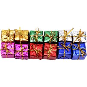12Pcs Multicolour Glistening Gift Boxes Assorted Colors Miniature Christmas Decoration Ornaments Christmas Tree Pendant Decoration Set Decorative Hanging Ornaments in Kuwait