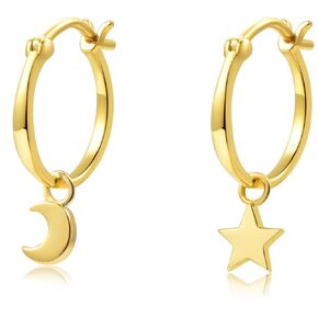 Star Hoops Gold Hoop Earrings 18K Gold Plated Sterling Silver