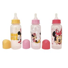 Cudlie Disney Baby Girl Minnie Mouse 9 oz Pack of 3 Baby Bottles, Tropic Floral