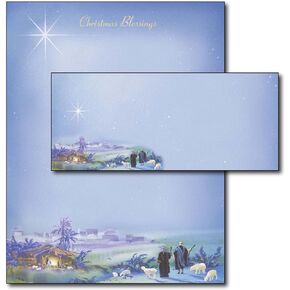 "Wondrous Light" Religious Christmas Paper with Envelopes - 40 Sets
