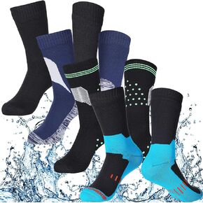 Jiuguva 4 Pairs Waterproof Socks for Men Breathable Hiking Wading Socks for Women Cycling Wading Running Crew Socks