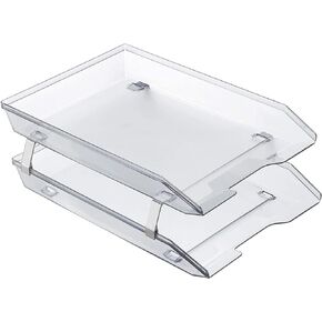 Acrimet Facility 2 Tier Letter Tray Front Load, Desktop File Organizer, Plastic (Clear Crystal Color)