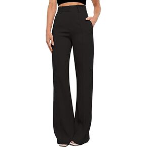 High Waisted Bootcut Work Pants for Women Stretch Business Casual Pants Wide Leg Yoga Dress Pants with Pockets Black in Saudi Arabia