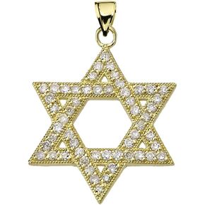 Dazzling Diamond Star of David in 14k Yellow Gold Pendant
